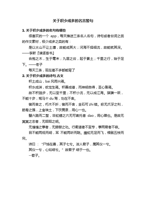 关于积少成多的名言警句