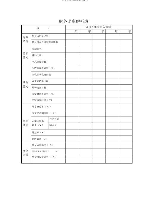 财务比率分析表表格格式