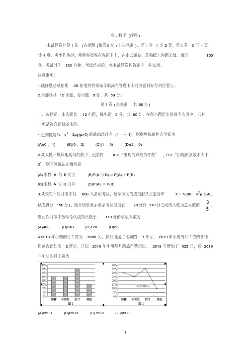 四川省攀枝花市2019-2020学年高二上学期教学质量监测数学(理)试卷Word版含答案
