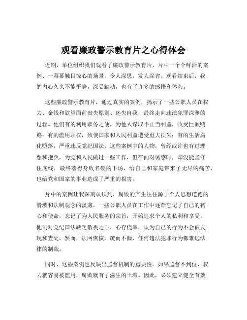 观看廉政警示教育片之心得体会