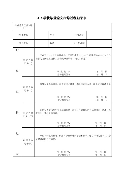 大学生毕业论文指导过程记录表