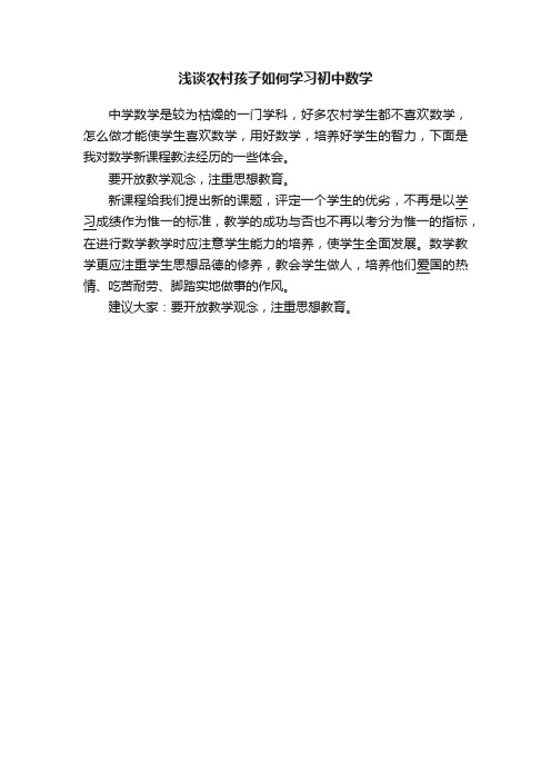 浅谈农村孩子如何学习初中数学