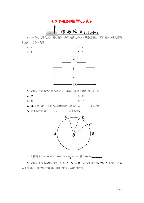 七年级数学上册4.5+多边形和圆的初步认识课时作业(含答案)北师大版