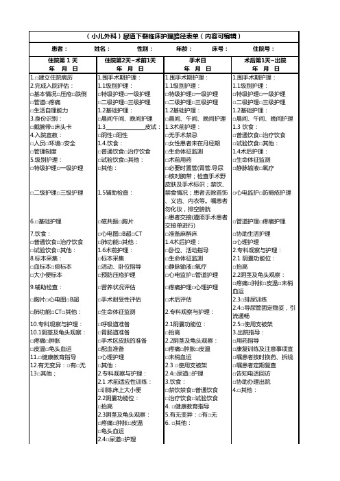 (小儿外科)尿道下裂临床护理路径表单(内容可编辑)