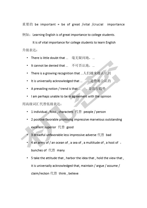 英语六级作文高级词汇