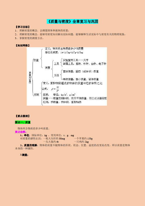 人教版八年级物理第六章质量与密度复习与巩固