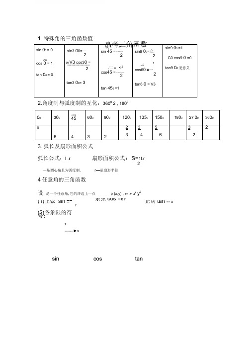 (新)高中数学三角函数知识点及试题总结