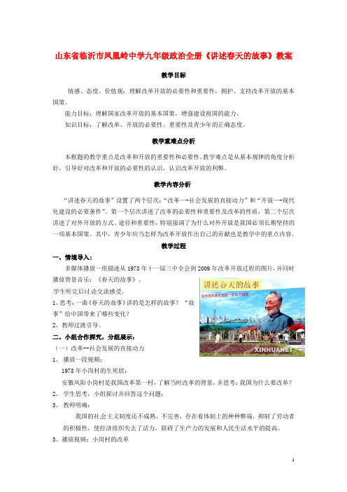 山东省临沂市凤凰岭中学九年级政治全册《讲述天的故事》教案