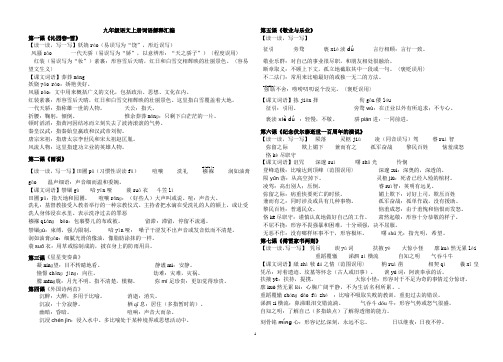 人教版九年级语文去全册字词注音和解释