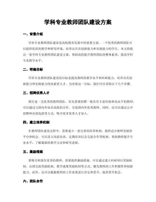 学科专业教师团队建设方案