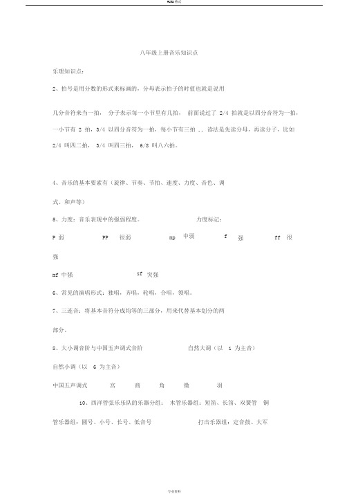 八年级上册音乐知识点