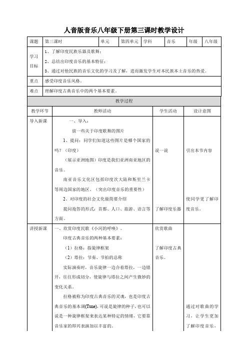 第四单元第三课时 小河的呼唤、班内、鹦鹉、像花儿一样（教案）