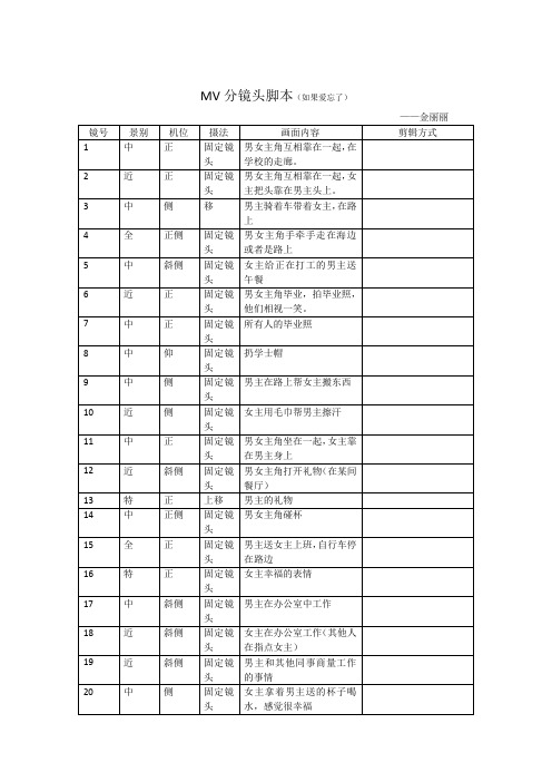 MV分镜头脚本