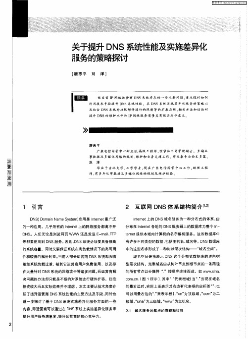 关于提升DNS系统性能及实施差异化服务的策略探讨