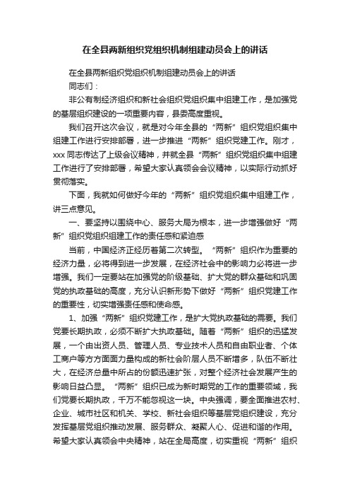 在全县两新组织党组织机制组建动员会上的讲话