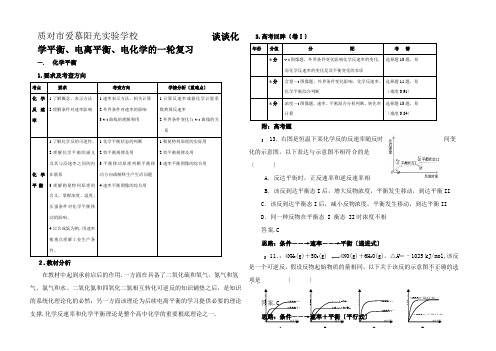 高三化学高考谈谈化学平衡电离平衡电化学的一轮复习教案