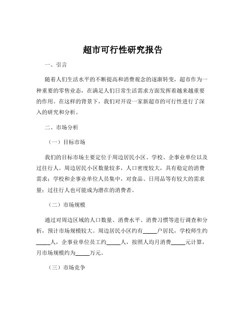 超市可行性研究报告