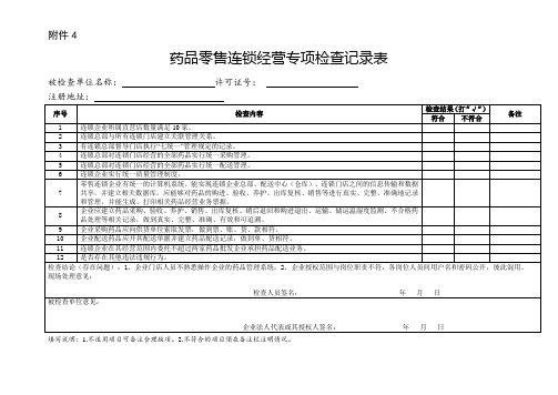 药品零售连锁经营专项检查记录表