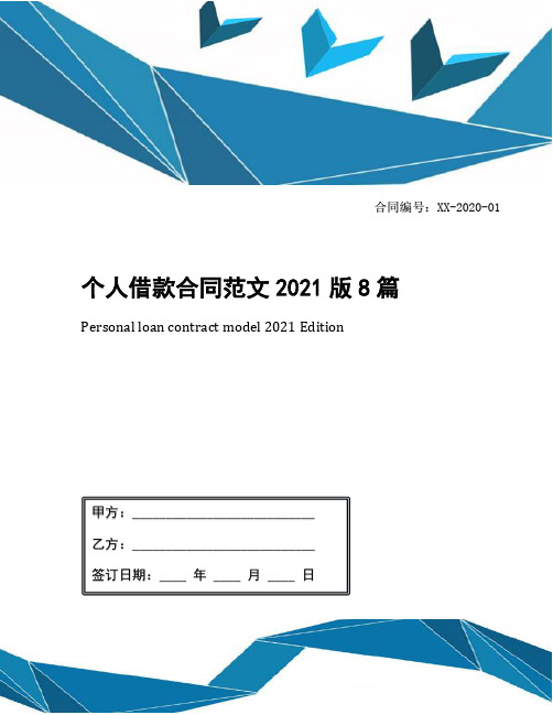 个人借款合同范文2021版8篇