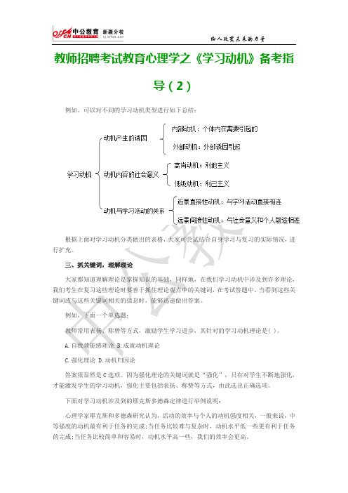 教师招聘考试教育心理学之《学习动机》备考指导(2)