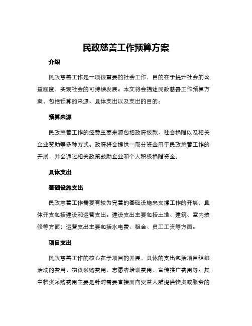 民政慈善工作预算方案