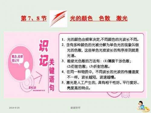 山东省专用学年高中物理第十三章光第节光的颜色色散激光课件新人教版选修