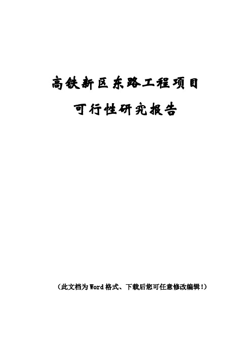 高铁新区东路工程项目可行性研究报告