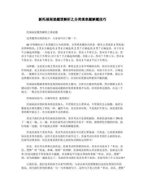 新托福阅读题型解析之分类填表题解题技巧