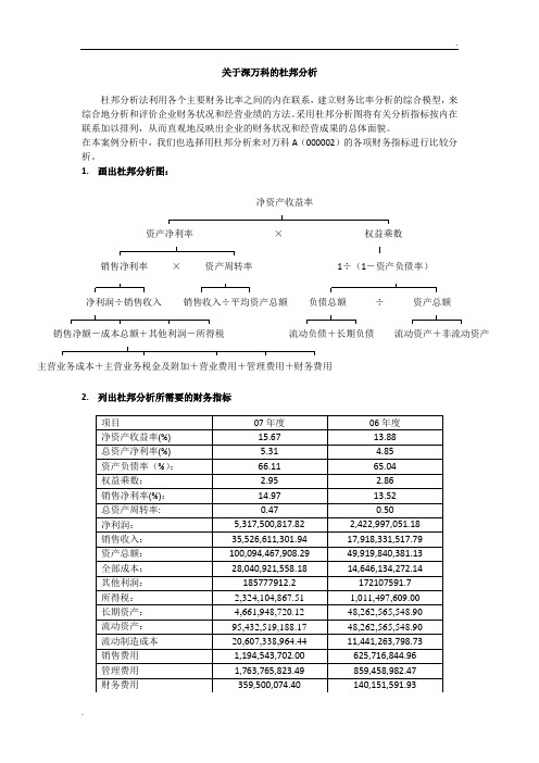 万科杜邦分析结果