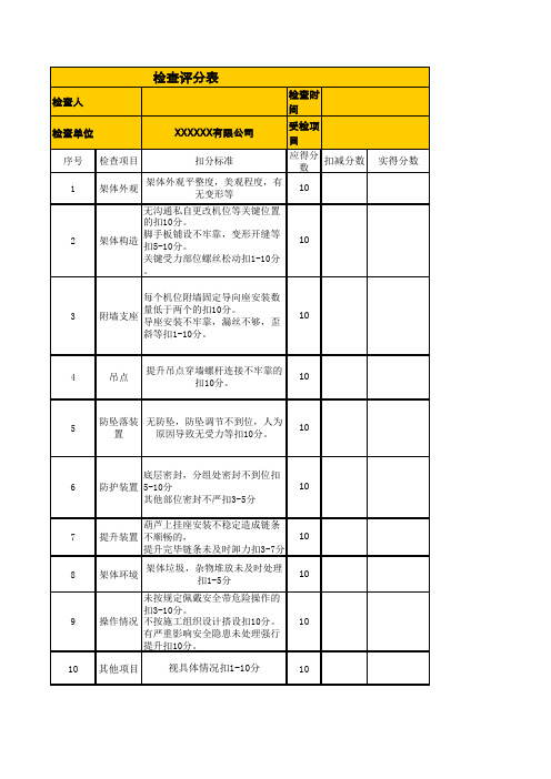 附着式脚手架检查评分表