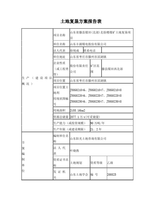 土地复垦方案报告表