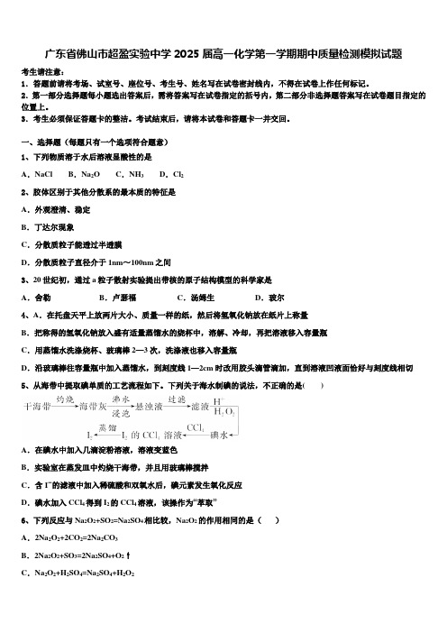 广东省佛山市超盈实验中学2025届高一化学第一学期期中质量检测模拟试题含解析