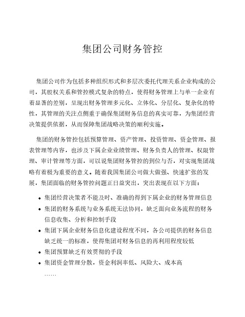 集团公司财务管控模式