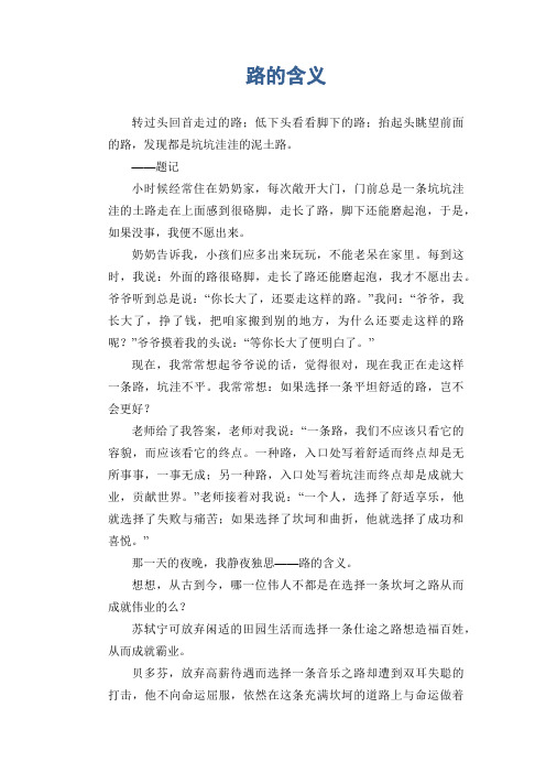 初中生满分作文:路的含义