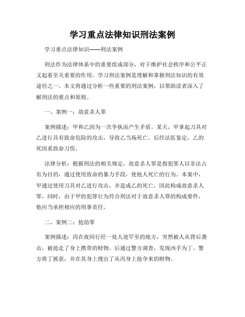 学习重点法律知识刑法案例