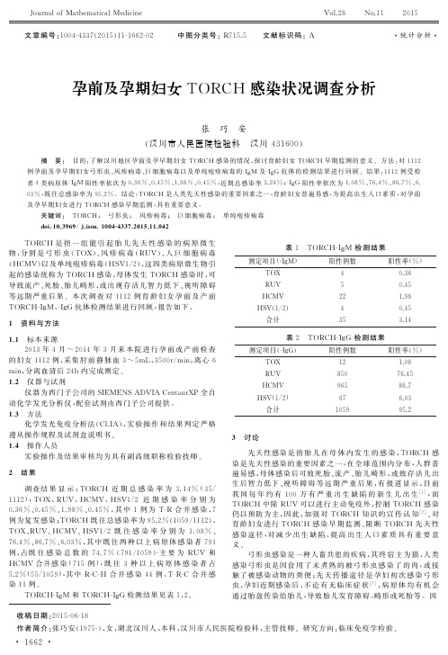 孕前及孕期妇女TORCH感染状况调查分析