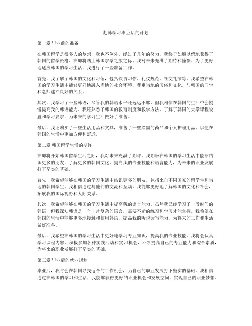 赴韩学习毕业后的计划