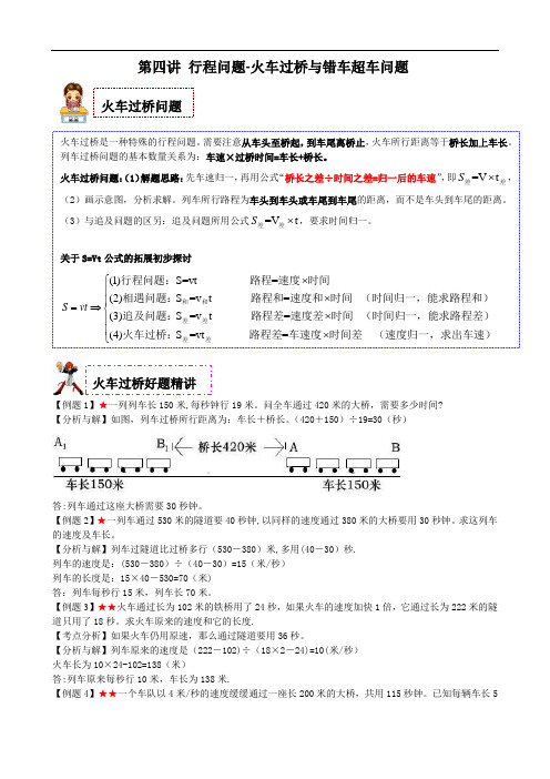 行程问题-火车过桥与错车超车问题