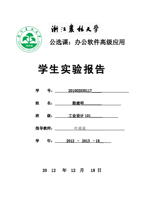 办公软件高级应用学生实验报告