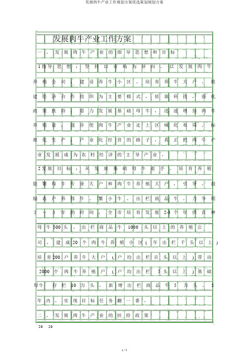 发展肉牛产业工作规划方案精品策划规划方案
