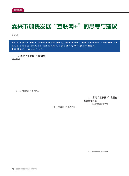 嘉兴市加快发展“互联网+”的思考与建议