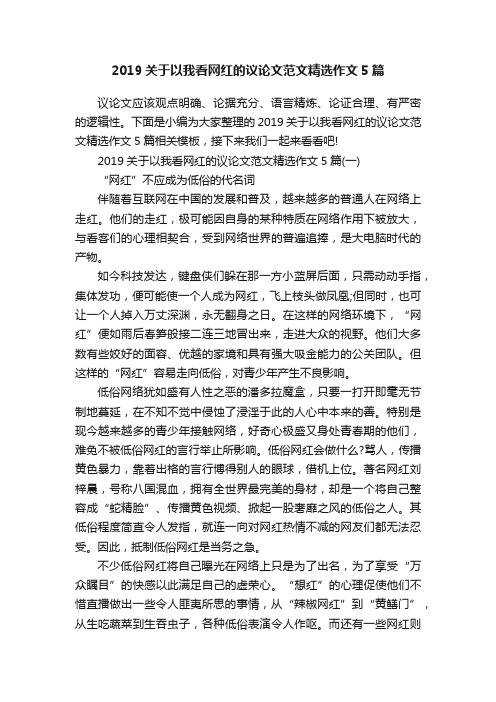 2019关于以我看网红的议论文范文精选作文5篇