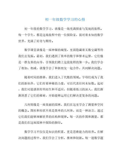 初一年级数学学习的心得