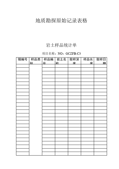 地质勘探原始记录表格模板