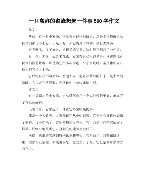 一只离群的蜜蜂想起一件事500字作文