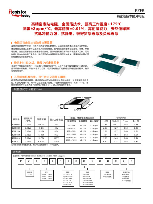 Resistor.Today-PZFR系列精密箔电阻规格书