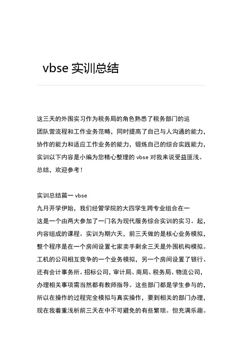 vbse实训总结