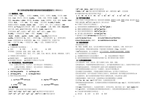 高二化学会考复习重点及题型归纳