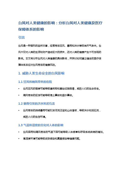 台风对人类健康的影响：分析台风对人类健康及医疗保障体系的影响