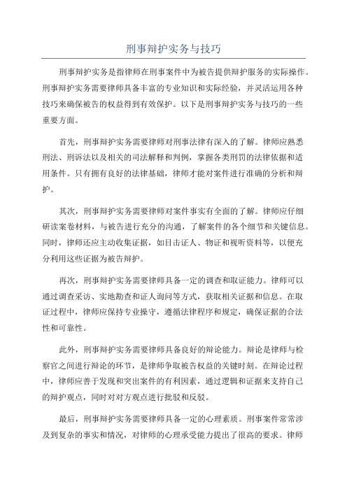 刑事辩护实务与技巧